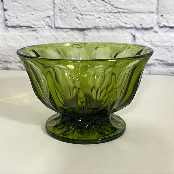 Other - Vintage Green Glass Pedestal Bowl Dish
